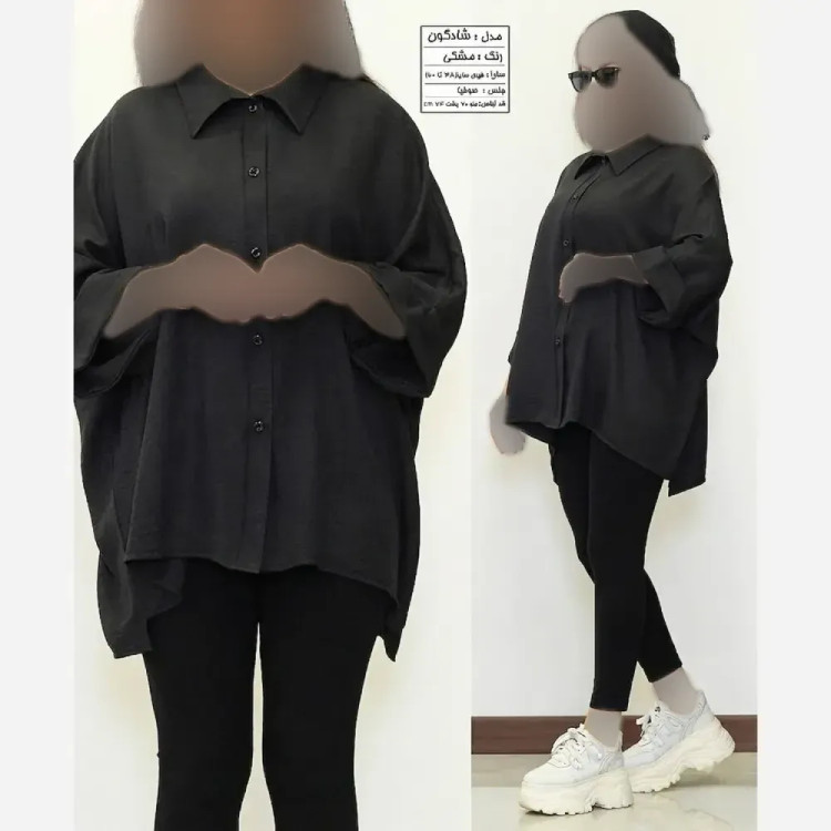 شومیز زنانه مدل شادگون جنس صوفیا دکمهدار سایز بزرگ 38 تا 60