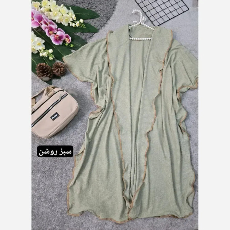 مانتو حصیری زنانه مدل میخک قواره آزاد فری سایز 38 تا 52 با گل سینه