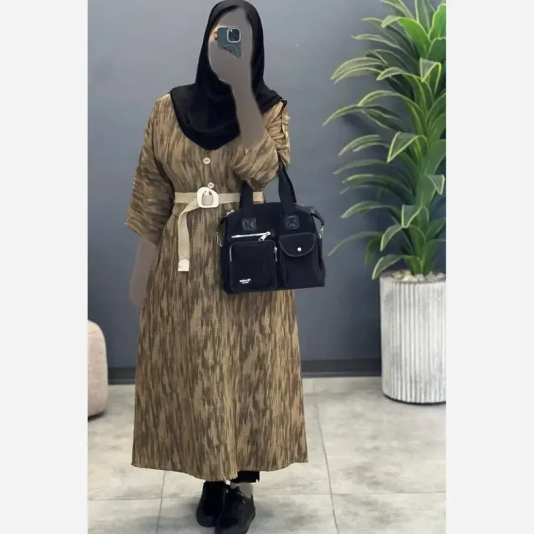 کفتان زنانه شانتون مدل گازوئیلی فری سایز با کمربند کنفی