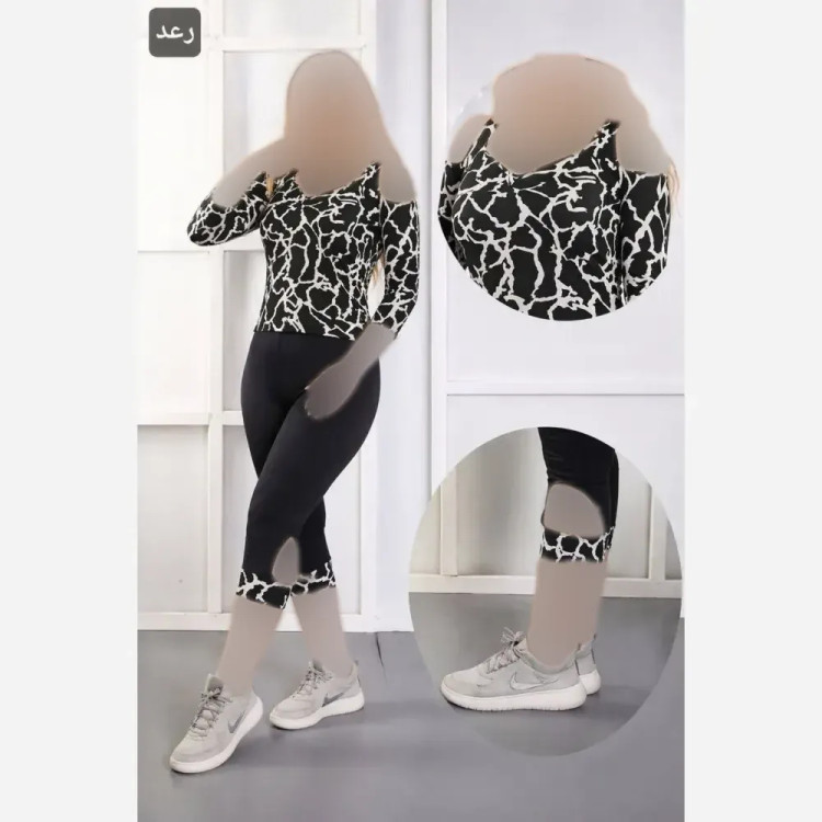 ست تونیک و شلوارک زنانه سرشونه باز ویسکوز الیزه فری سایز 36 تا 52