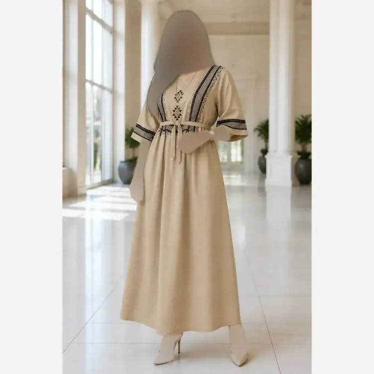 پیراهن ساحلی نخی طرح سرخپوستی زنانه فری سایز 38 تا 48