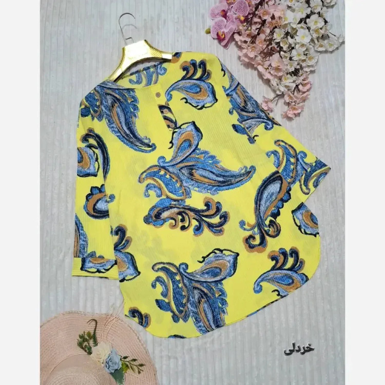 شومیز مانتویی سنتی دکمه چوبی جنس ینزی پنبه درجه یک فری سایز
