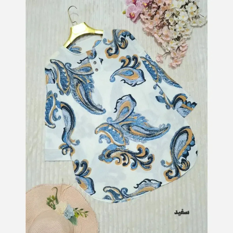 شومیز مانتویی سنتی دکمه چوبی جنس ینزی پنبه درجه یک فری سایز