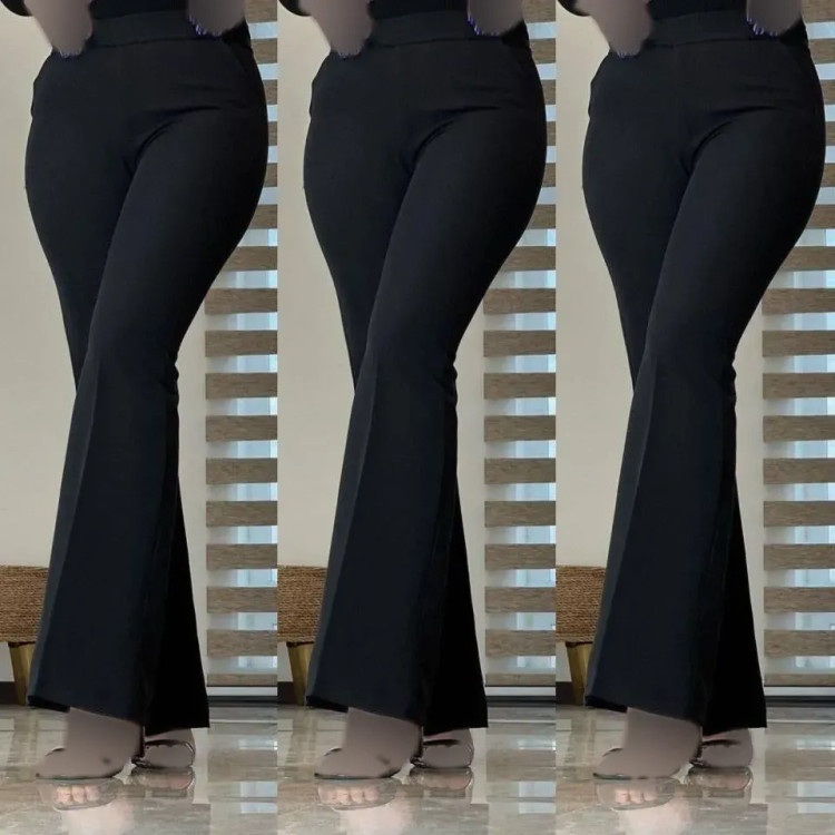 شلوار زنانه دمپا گشاد پارچه سوپر مازراتی درجه یک رنگ مشکی