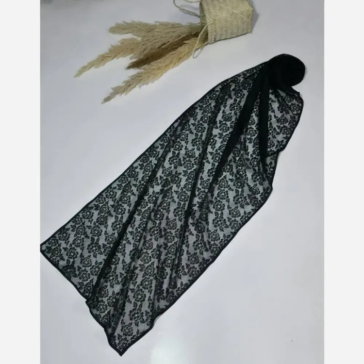 شال گیپور مجلسی مشکی ابعاد 65 در 180 سانتیمتر
