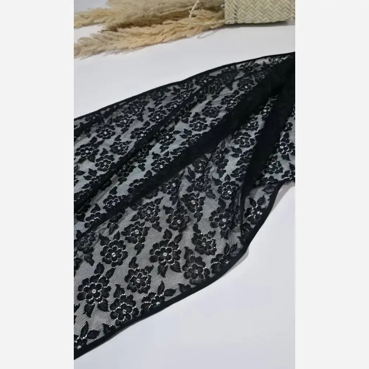 شال گیپور مجلسی مشکی ابعاد 65 در 180 سانتیمتر