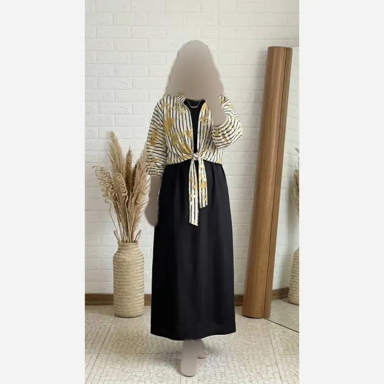 مینی اسکارف گیپور دور دانتل مشکی سایز 65 در 65