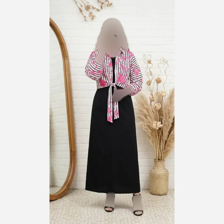 مینی اسکارف گیپور دور دانتل مشکی سایز 65 در 65