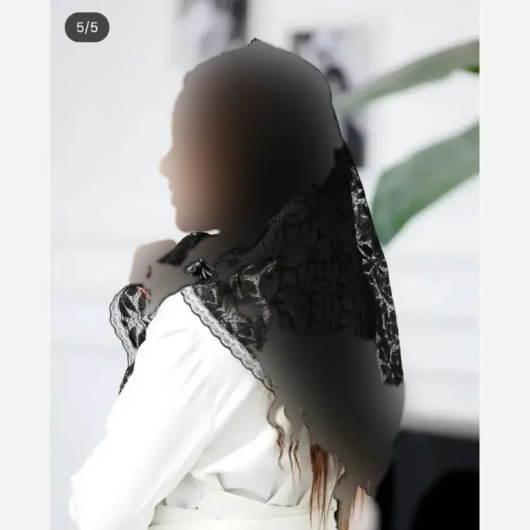 مینی اسکارف گیپور دور دانتل مشکی سایز 65 در 65