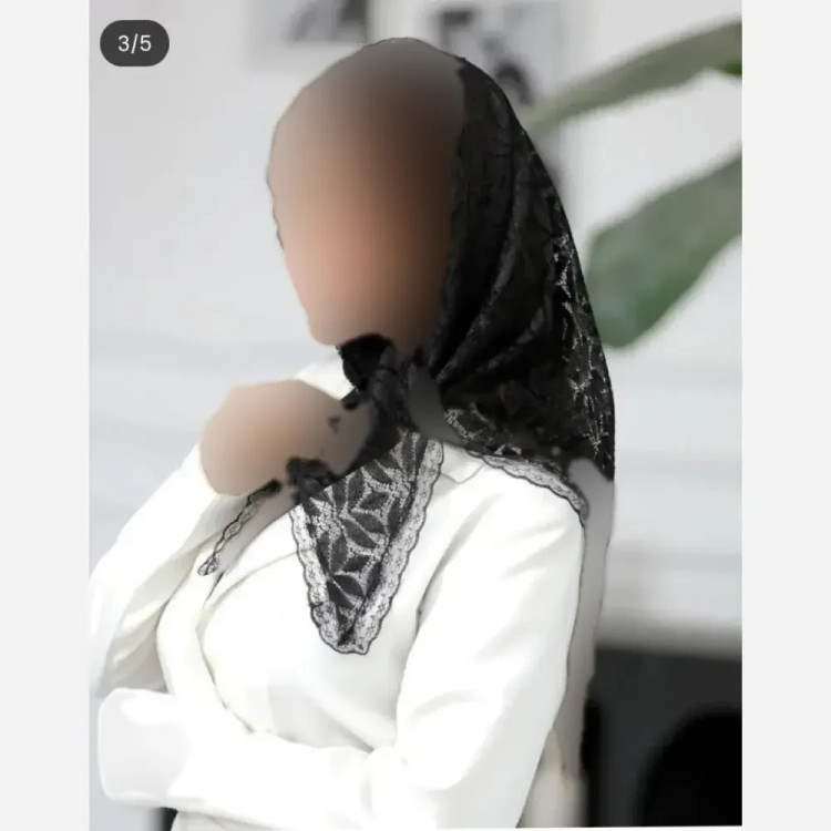 مینی اسکارف گیپور دور دانتل مشکی سایز 65 در 65