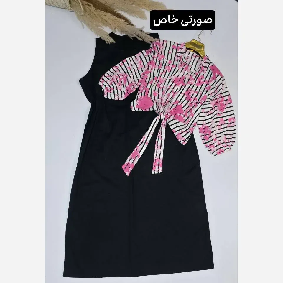 ست تابستانه زنانه مدل نازیلا شامل شومیز نخی و سارافون شانتون فری سایز