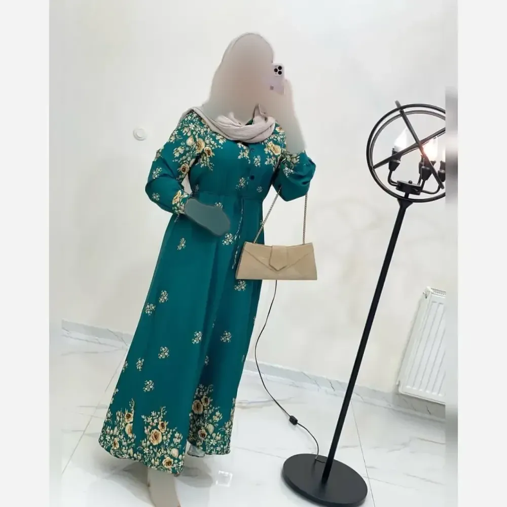 پیراهن ساحلی زنانه مدل رز جنس کرپ بوگاتی فری سایز 36 تا 46