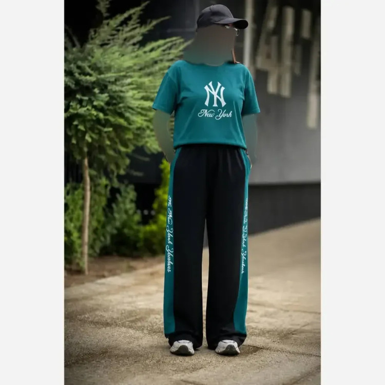 ست تیشرت و شلوار زنانه طرح NY جنس پنبه گلکسی سایز فری 38 تا 46