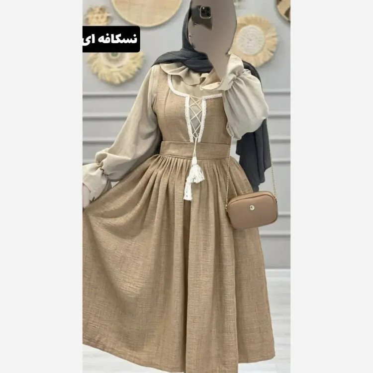 ست شومیز و سارافون مروارید جنس شانتون فری سایز تا 46
