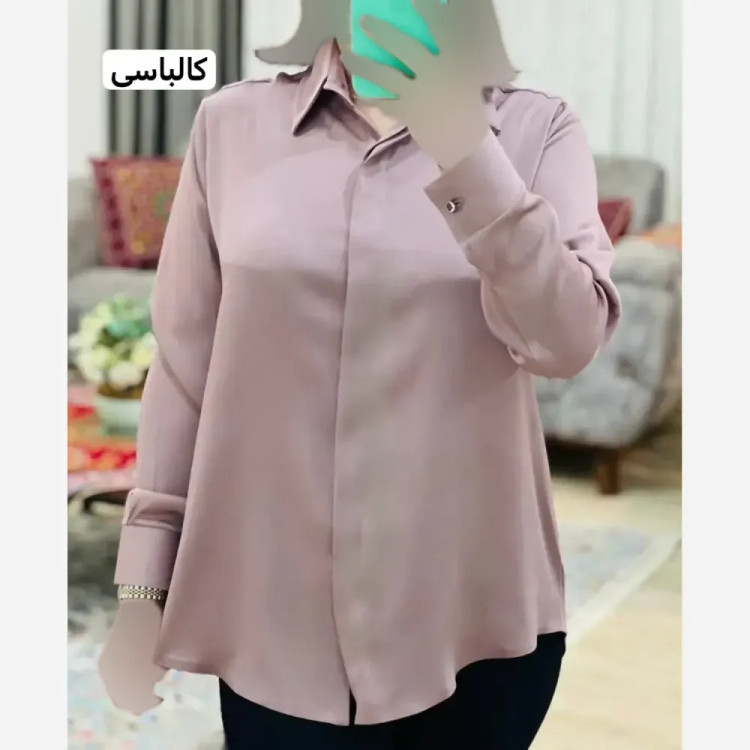 شومیز زنانه دکمه مخفی بیسیک جنس الیزه واراتی سایز بزرگ 44 تا 50