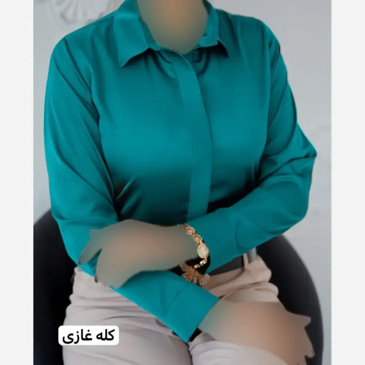 شومیز زنانه دکمه مخفی بیسیک جنس الیزه واراتی سایز بزرگ 44 تا 50