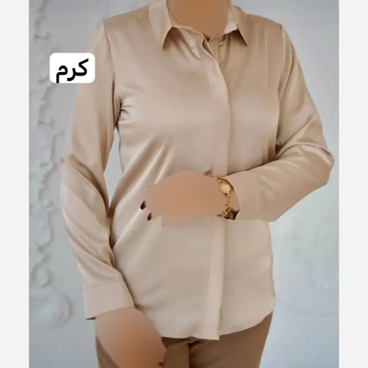 شومیز زنانه دکمه مخفی بیسیک جنس الیزه واراتی سایز بزرگ 44 تا 50