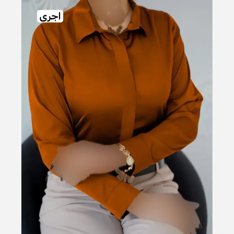 شومیز زنانه دکمه مخفی بیسیک جنس الیزه واراتی سایز بزرگ 44 تا 50