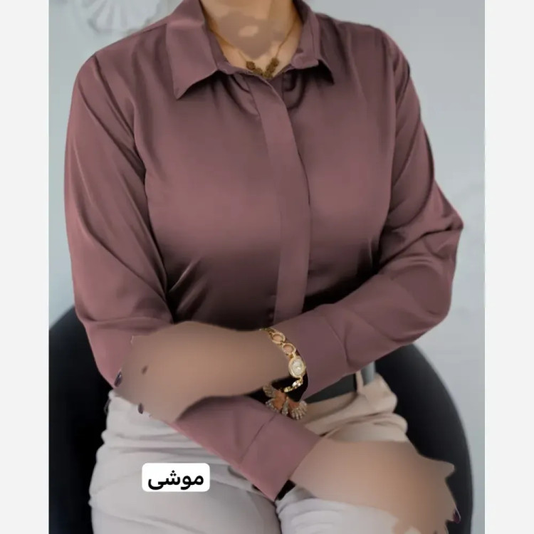 شومیز زنانه دکمه مخفی بیسیک جنس الیزه واراتی سایز بزرگ 44 تا 50