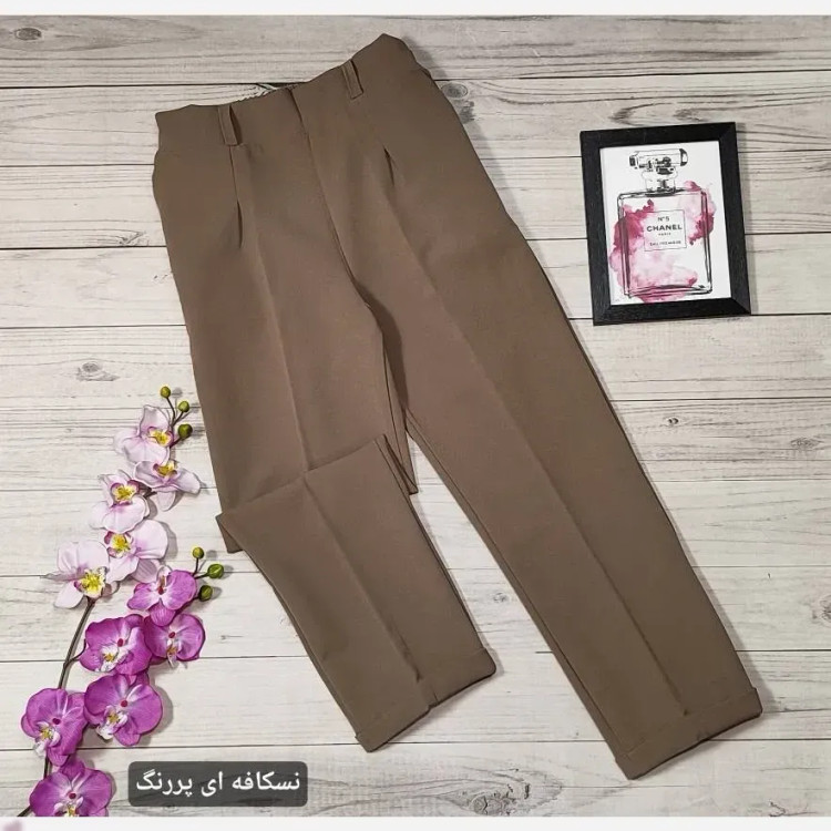 شلوار مام استایل دمپا پاکتی زنانه جنس کرپ دابل سایز 42 تا 50