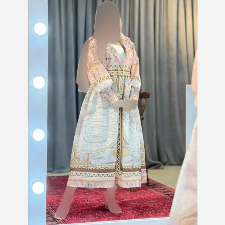 پیراهن ساحلی زنانه مدل کیمیا جنس ابریشمی پفکی فری سایز 38 تا 48