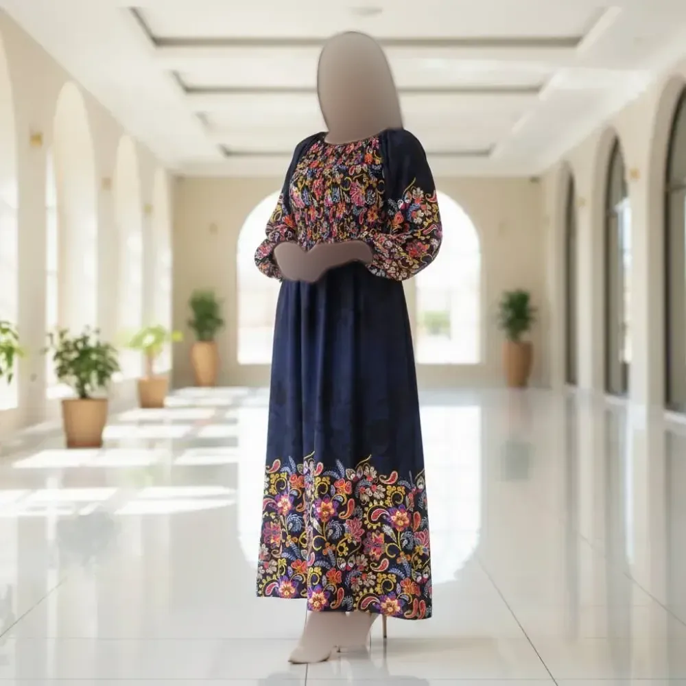پیراهن ساحلی زنانه نخی وارداتی کمر کش فری سایز مناسب بهار و تابستان