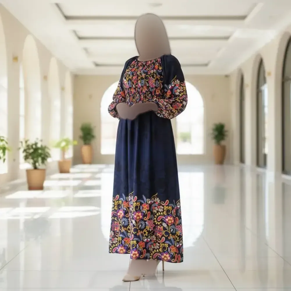 پیراهن ساحلی زنانه نخی وارداتی کمر کش فری سایز مناسب بهار و تابستان