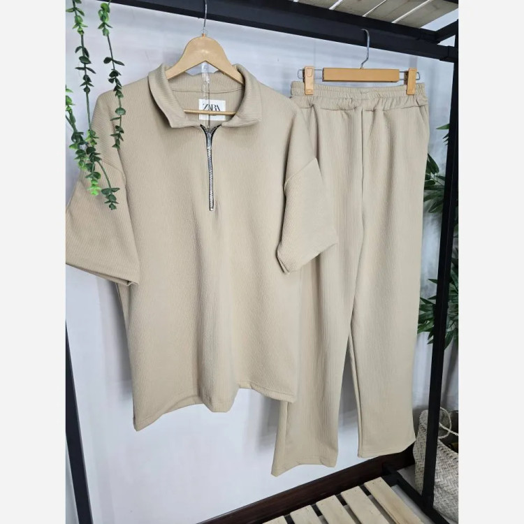 ست نیم زیپ مردانه اهورا جنس فتیله ای بهاره فری سایز