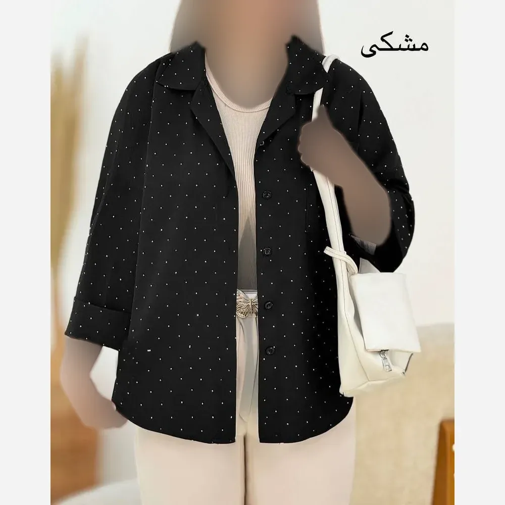 شومیز زنانه کهکشانی نگیندار جنس ینزی لاینی فری سایز 36 تا 46