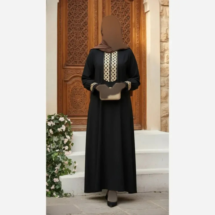 مانتو عبایی زنانه مدل عایشه جنس الیزه رنگ مشکی فری سایز