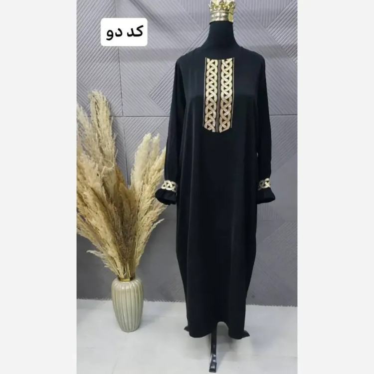 مانتو عبایی زنانه مدل عایشه جنس الیزه رنگ مشکی فری سایز