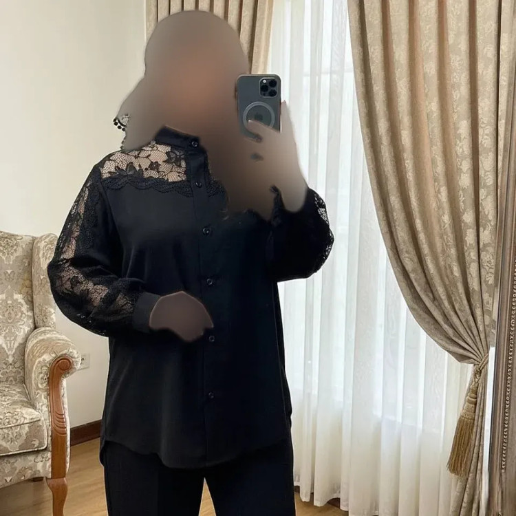 شومیز زنانه مدل شیفته جنس کرپ الیزه رنگ مشکی سایز 38 تا 60