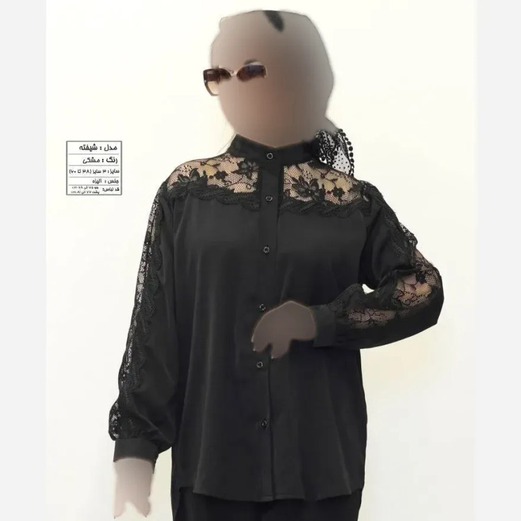 شومیز زنانه مدل شیفته جنس کرپ الیزه رنگ مشکی سایز 38 تا 60