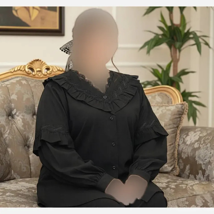 شومیز زنانه مدل نوگل جنس کرپ الیزه مشکی سایزبندی 38 تا 60