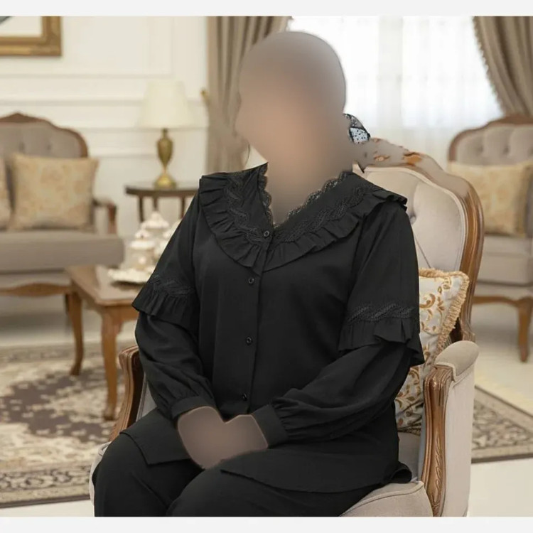 شومیز زنانه مدل نوگل جنس کرپ الیزه مشکی سایزبندی 38 تا 60