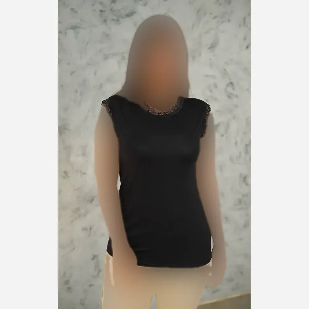 تاپ زنانه یقه گیپوری فانریپ پنبه مشکی فری سایز 38 تا 46