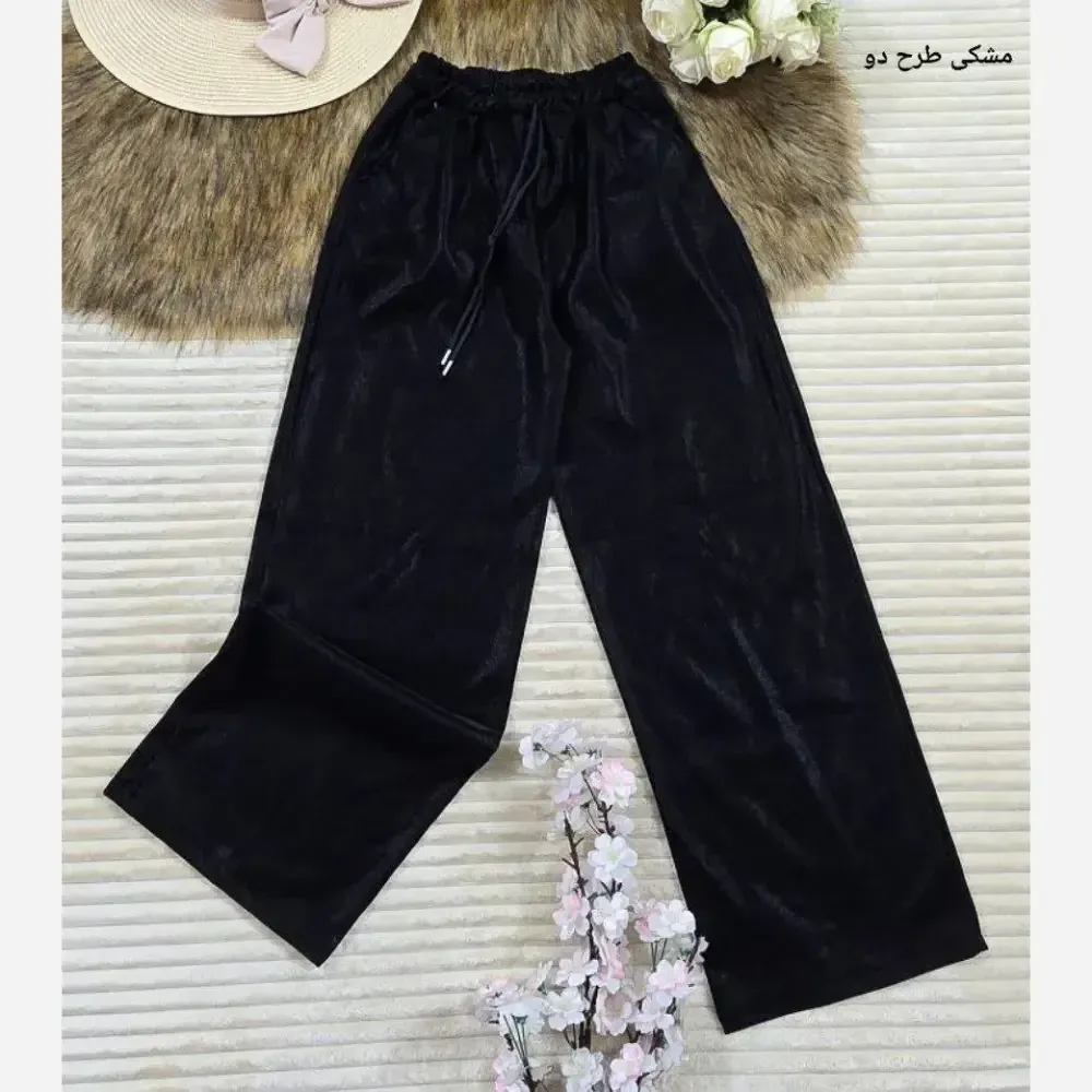 شلوار بگ چرم زنانه مشکی داخل کرک سایز 3XL