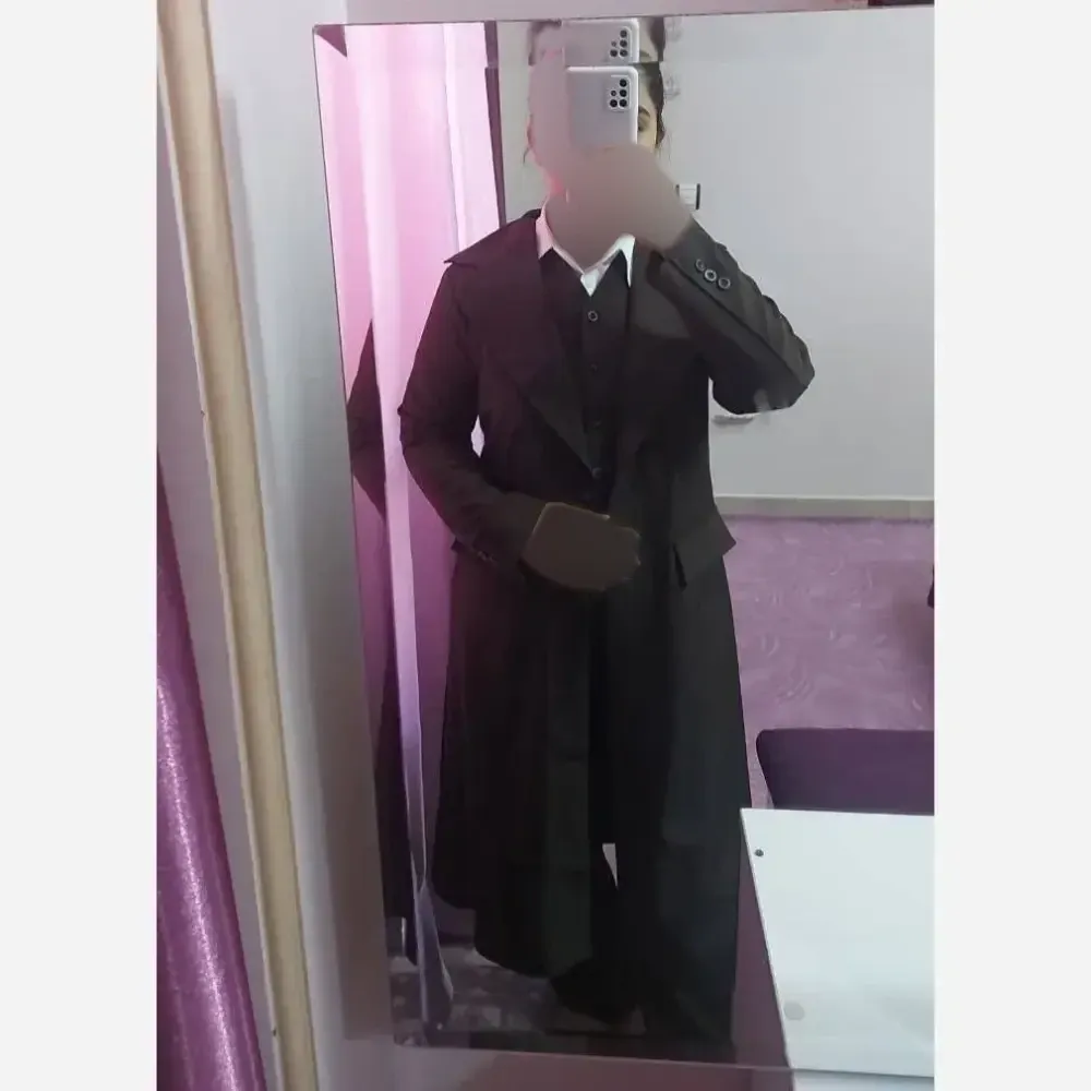 ست سه تکه زنانه شامل مانتو، شلوار نیم بگ و جلیقه جنس بزیاق درجه یک