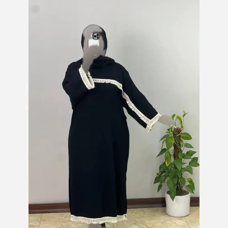 کفتان زنانه جنس آیوا رنگ مشکی فری سایز مناسب 38 تا 52