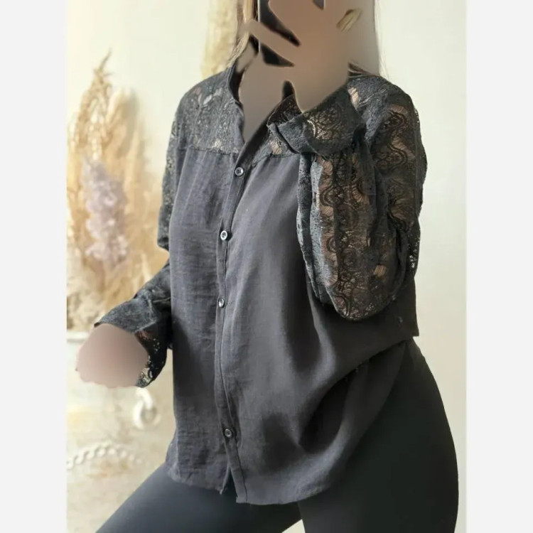 شومیز مجلسی زنانه مدل آیسو جنس کرسپو دانتل فری سایز