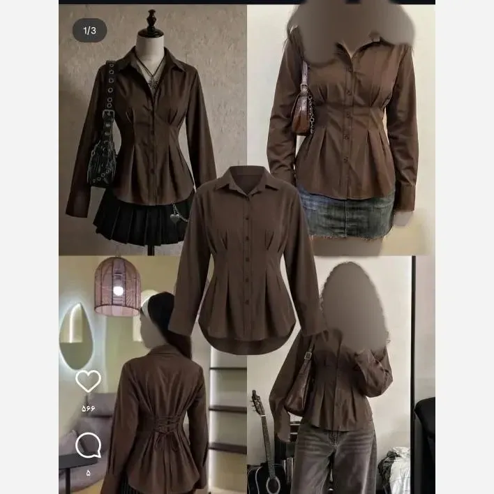 شومیز زنانه لنین آستین بلند سایز 38 تا 46 قد 75 سانتیمتر