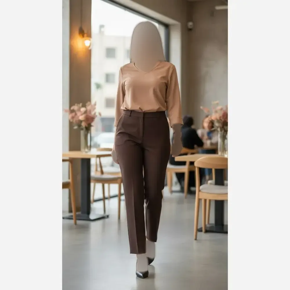 شلوار راسته اداری زنانه پارچه مازراتی دمپا چاک دار
