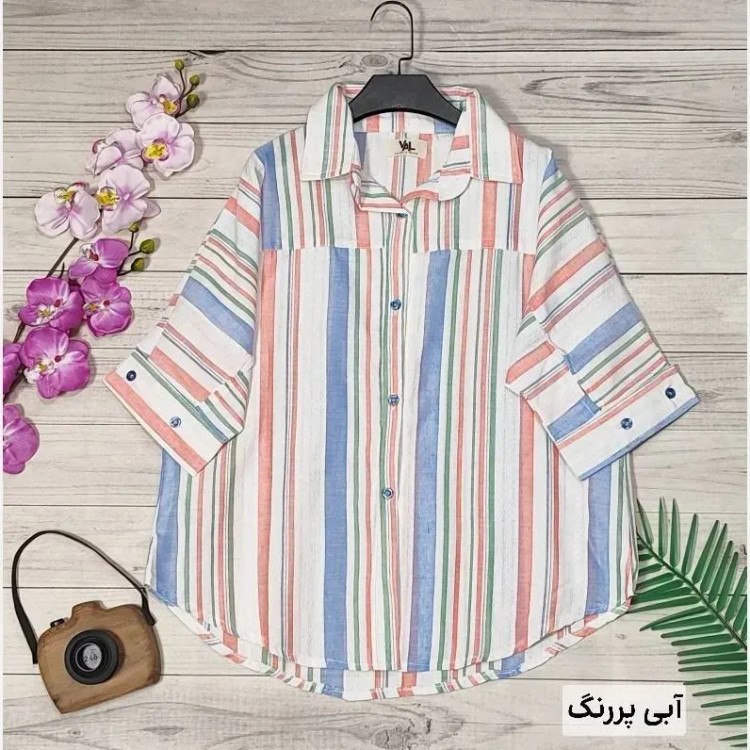 شومیز باکسی زنانه مدل چکاوک جنس لینن زارا فری سایز