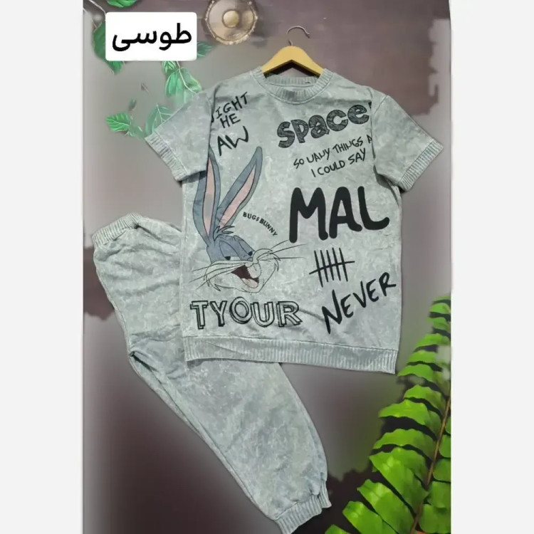 ست تیشرت و شلوارک زنانه طرح بانی خرگوشه جنس سنگشور اعلا سایز فری 38 تا 46