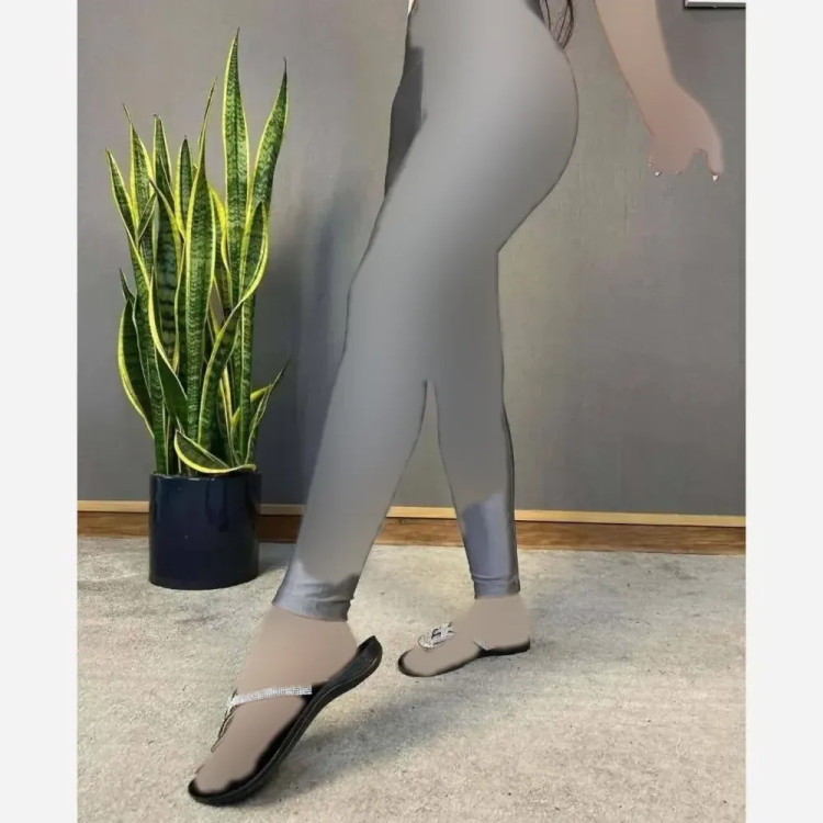 لگ شاین زنانه جنس میکروفیبر رنگ طوسی کمر گنی قد 90 سایز M