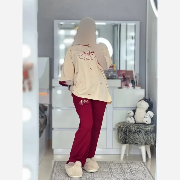 ست تیشرت و شلوار زنانه طرح دوچرخه جنس پنبه گلکسی فری سایز 36 تا 46