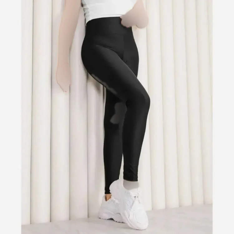 لگ زنانه طرح چرم شاین مشکی قد 90 سایز M تا XXXL