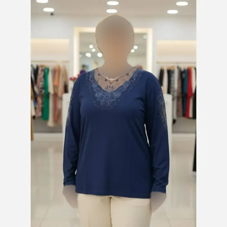 شومیز مجلسی زنانه مدل مهگل گیپوری نگین دار جنس ویسکوز فری سایز 38 تا 50