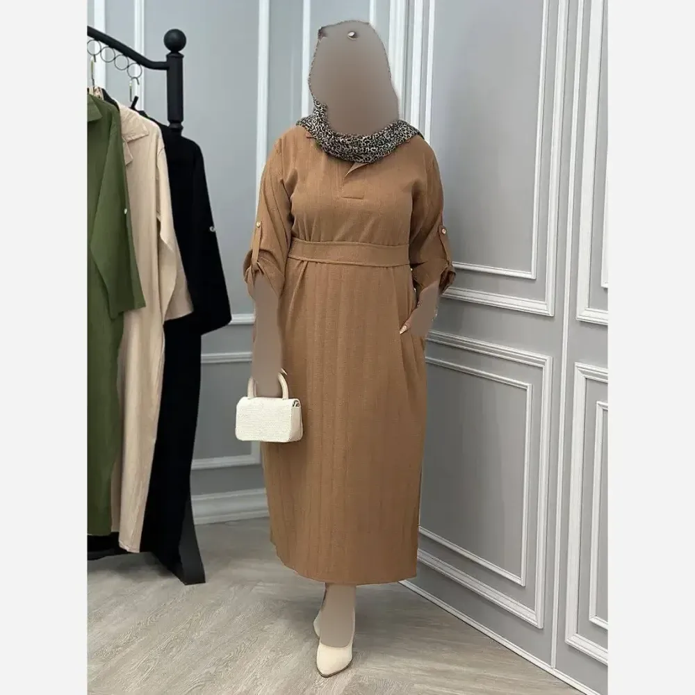 پیراهن زنانه مدل پریزاد جنس آیوا فری سایز 36 تا 46 رنگ کرم و طوسی تیره