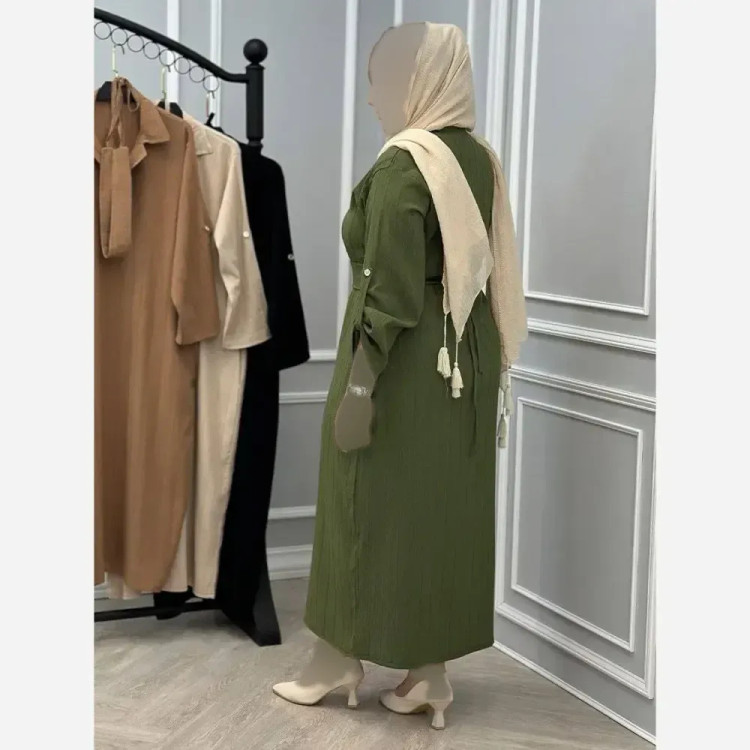 پیراهن زنانه مدل پریزاد جنس آیوا فری سایز 36 تا 46 رنگ کرم و طوسی تیره